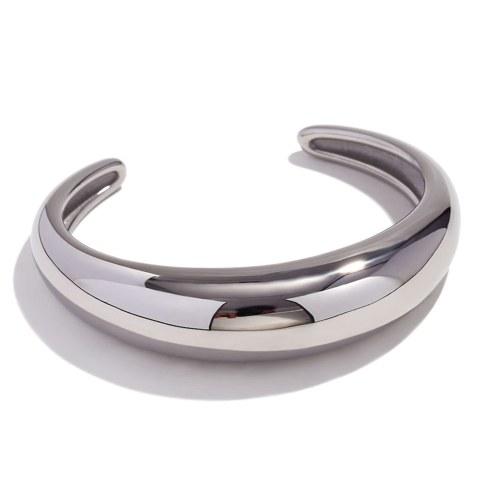 Plain Silver Stackable Cuff Bracelet