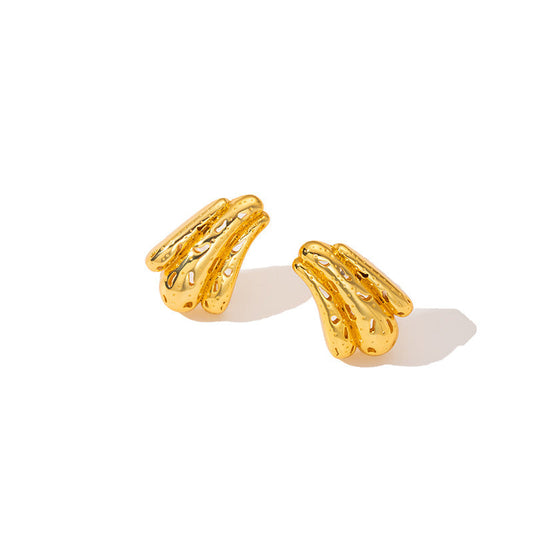 Textured Banana Stud Earrings