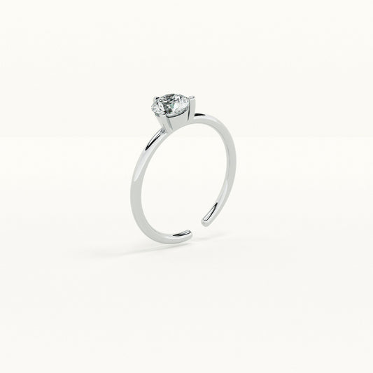 Three Prongs Pear 925 Silver Ring