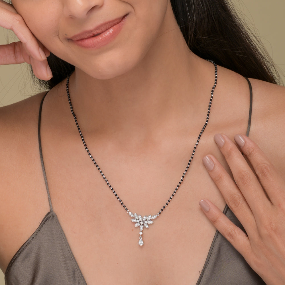 Floral Whispers Silver Mangalsutra