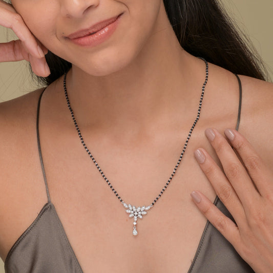 Floral Whispers Silver Mangalsutra