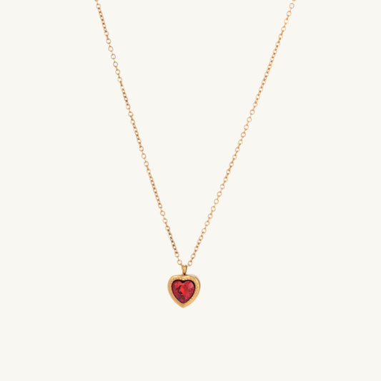 Red Emerald Heart Pendant Necklace