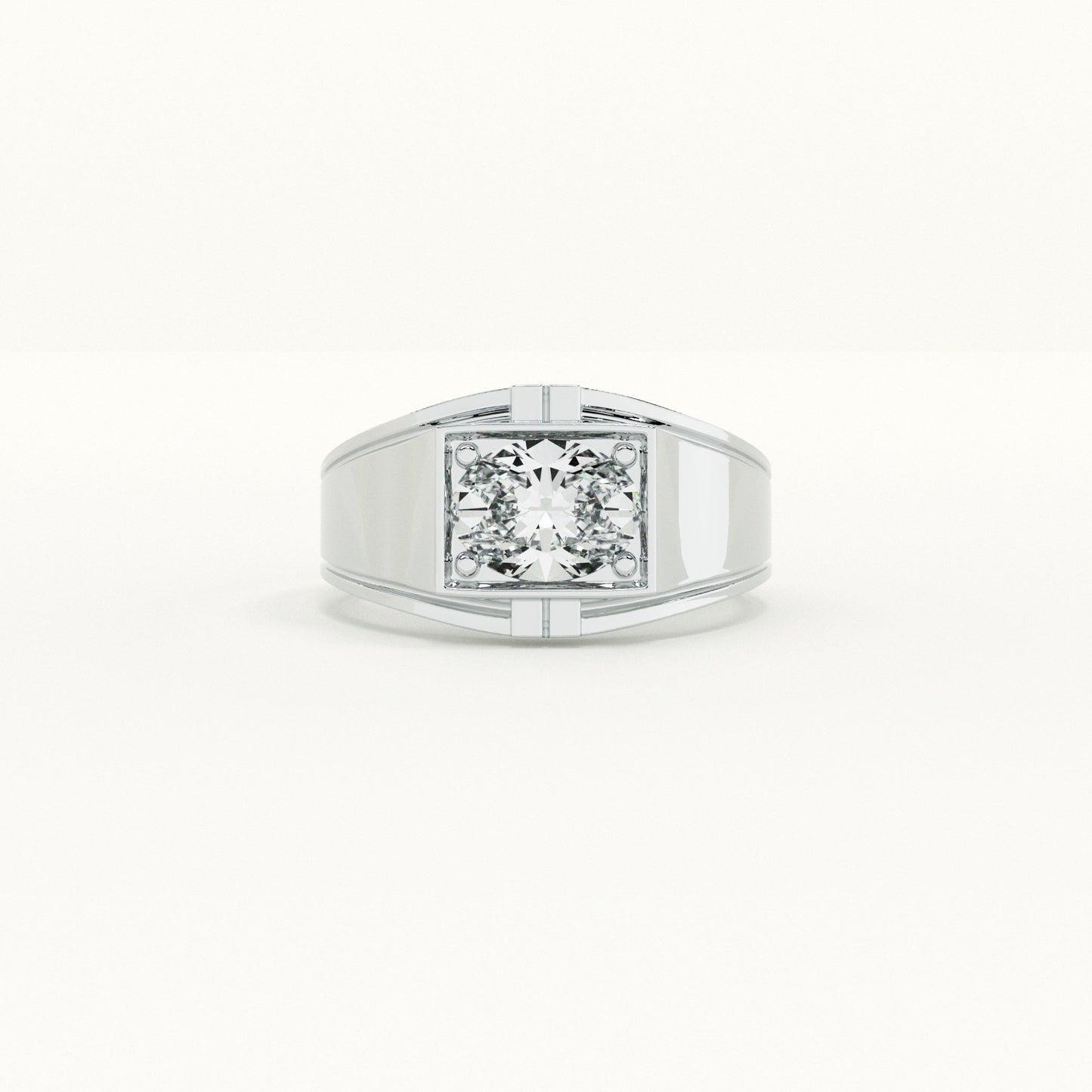 Single Stone Love Men's Band- 925 Silver