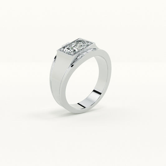 Single Stone Love Men's Band- 925 Silver