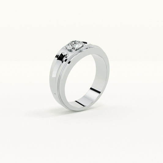 Timeless Single Stone Men's Ring- 925 Silver