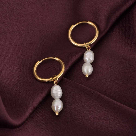 Dangling Pearl Hoops