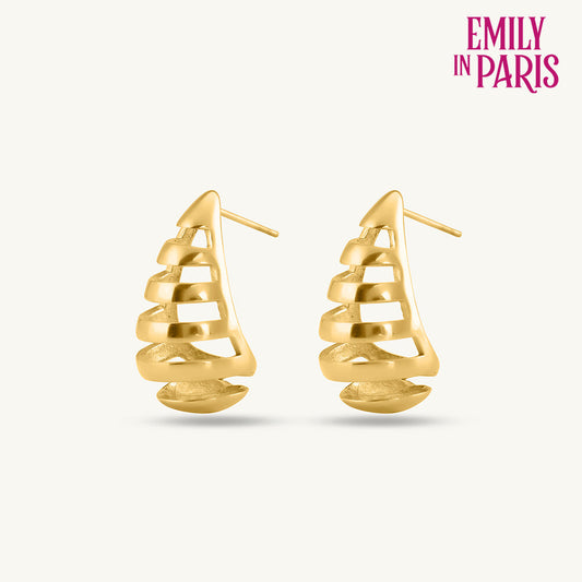 Gold Striped Stud Earrings