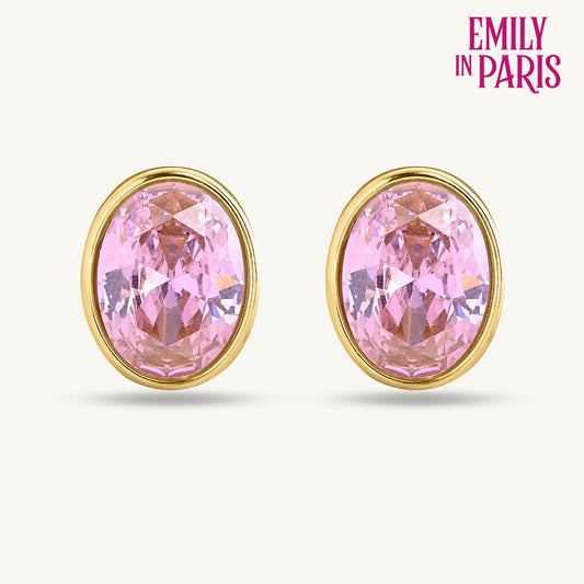 Statement Pink Gemstone Stud Earrings