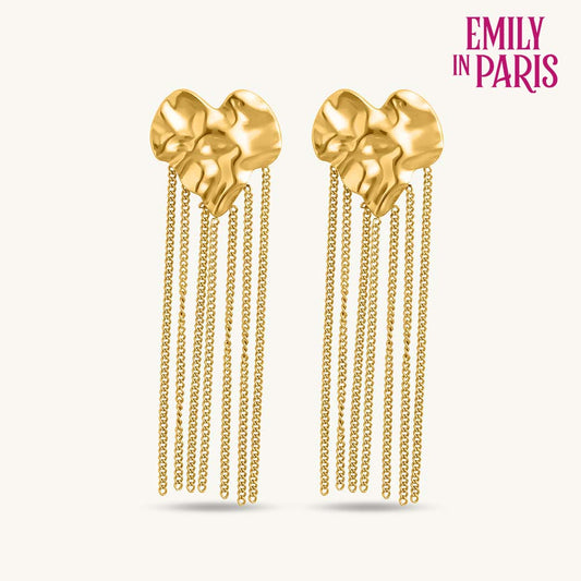 Modern Drop Earrings with Gold Chains