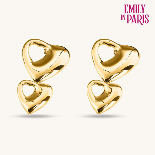 Sculpted Heart Gold Drop Earrings