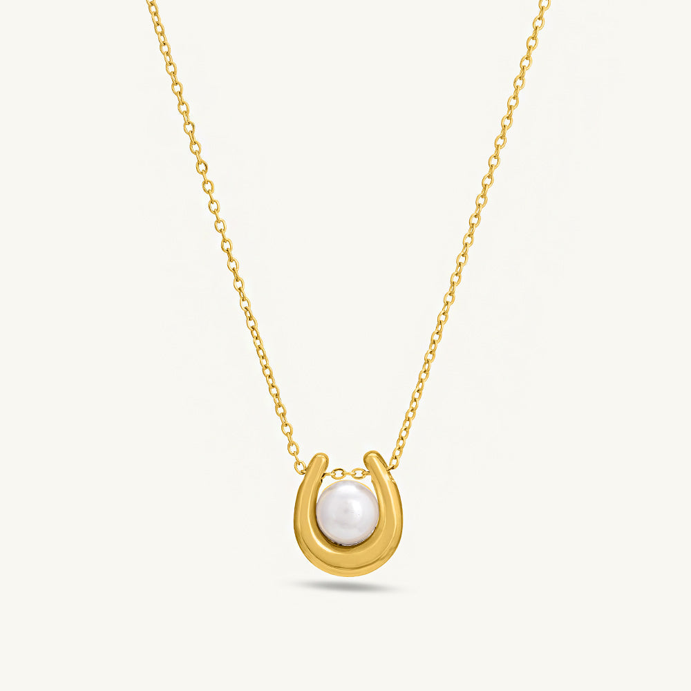 Pearl Embellished U Necklace