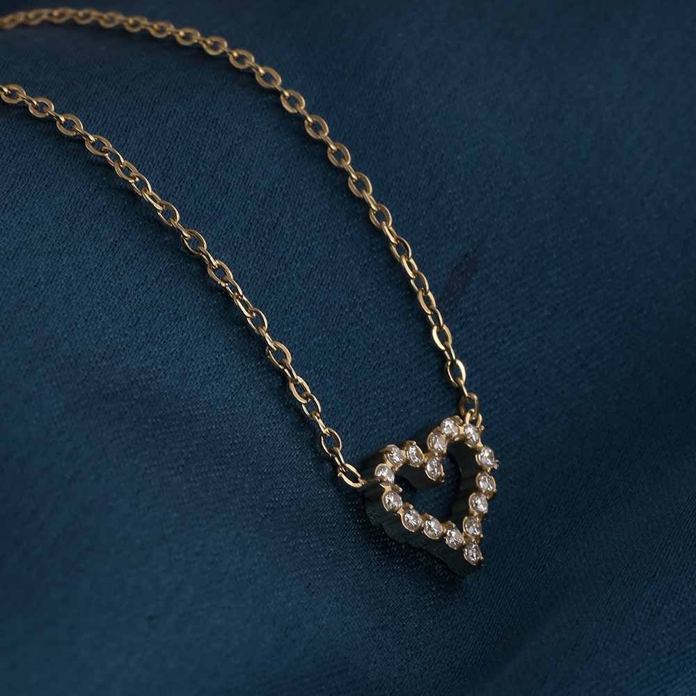 Crystal Adorned Love Necklace | Gold