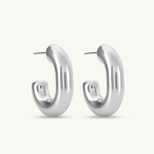 Modern Halo Earrings | Silver