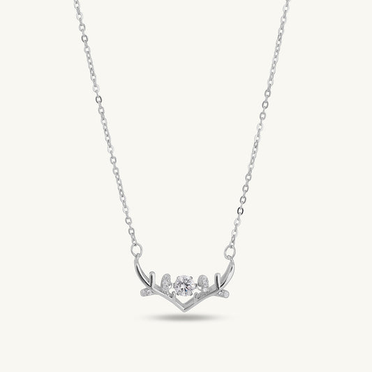 Zircon-Studded Stag Necklace | Silver
