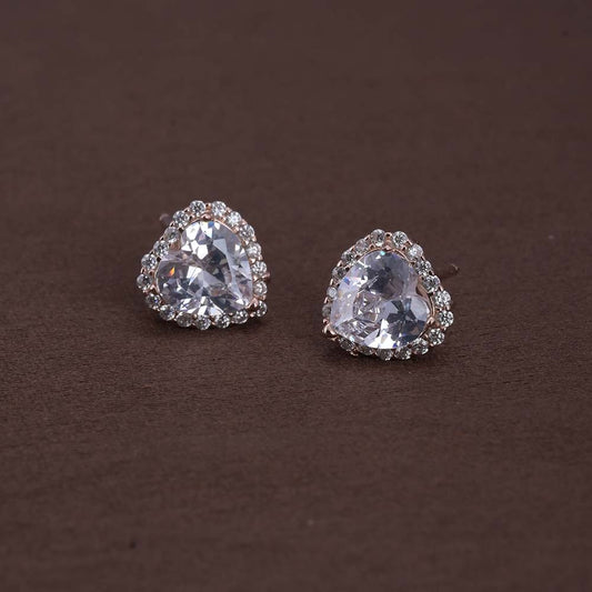 Zircon Heart Studs | Rose Gold