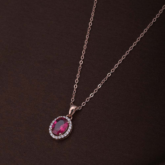 Oval Ruby Necklace | Rose Gold