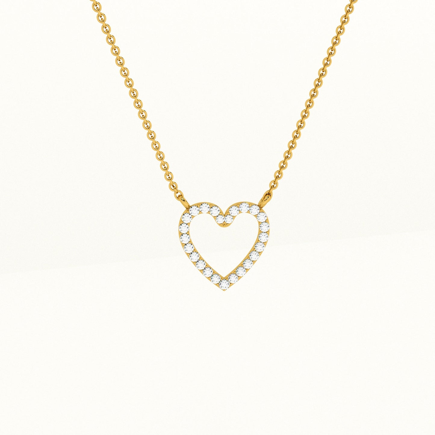 Pure Heart Lab Grown Diamond ~ 14k Gold Pendant with Chain