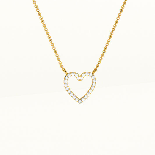 Pure Heart Lab Grown Diamond ~ 14k Gold Pendant with Chain