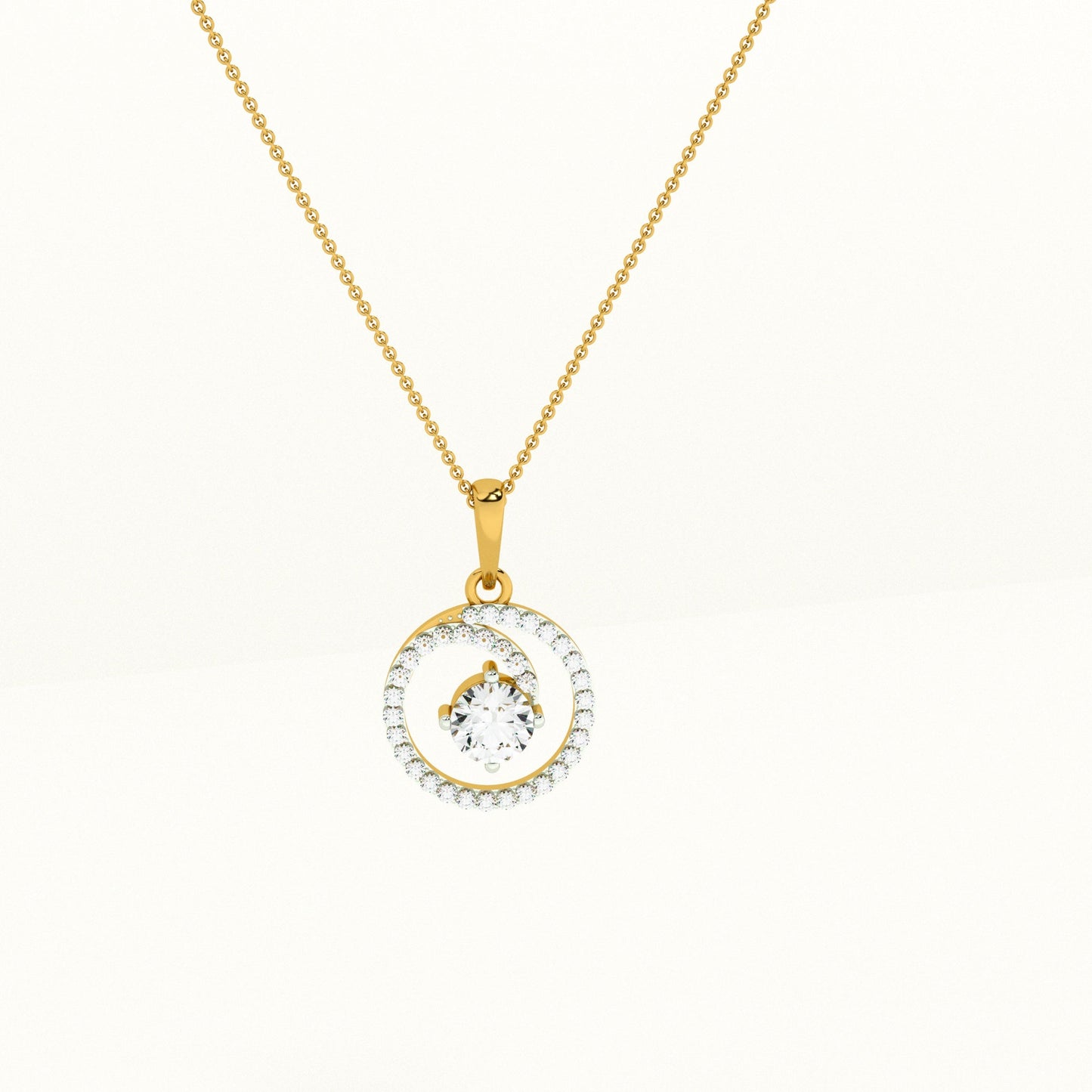 Eternal Circle Lab Grown Diamond ~ 14k Gold Pendant without Chain