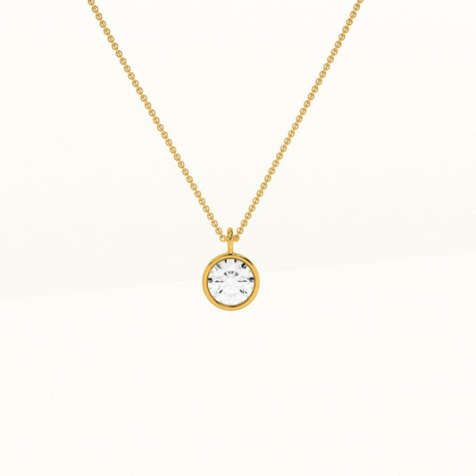 Solo Lab Grown Diamond ~ 14k Gold Pendant without Chain
