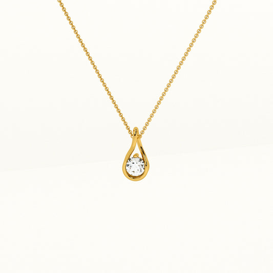 Drop Solitaire Lab Grown Diamond ~ 14K Gold Pendant without Chain