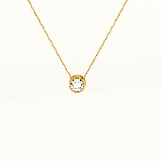 Bazel Lab Grown Diamond ~ 14K Gold Solitaire Pendant without Chain
