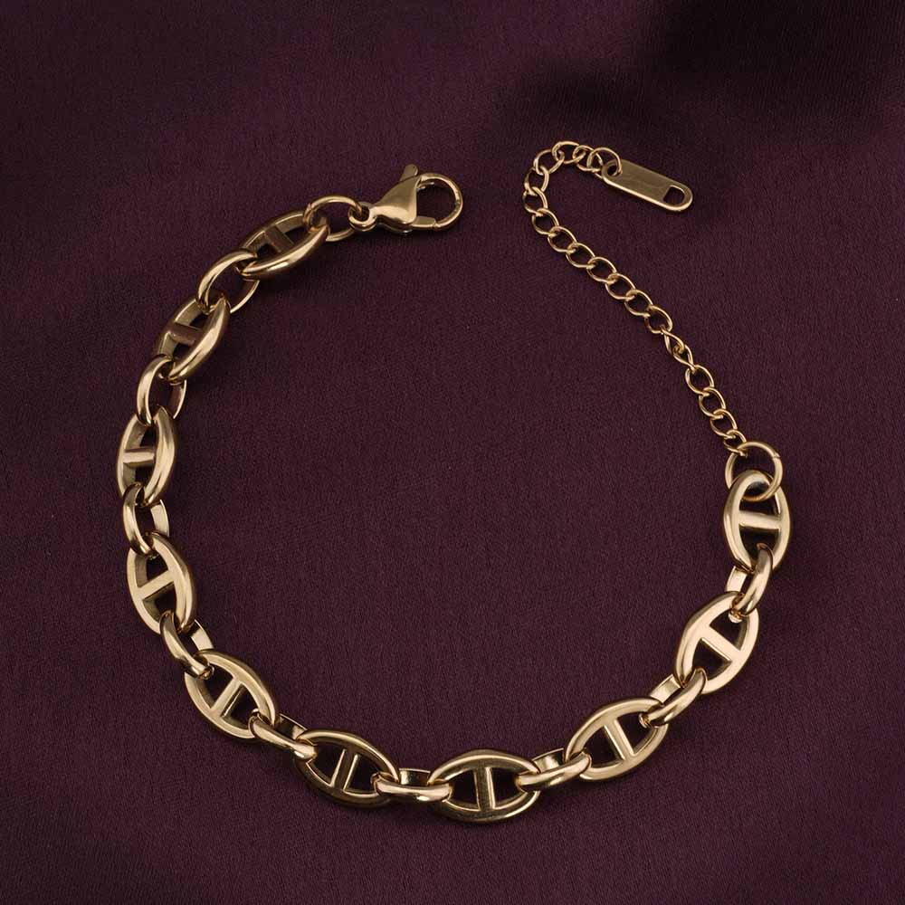 Gold D-Link Chain Bracelet