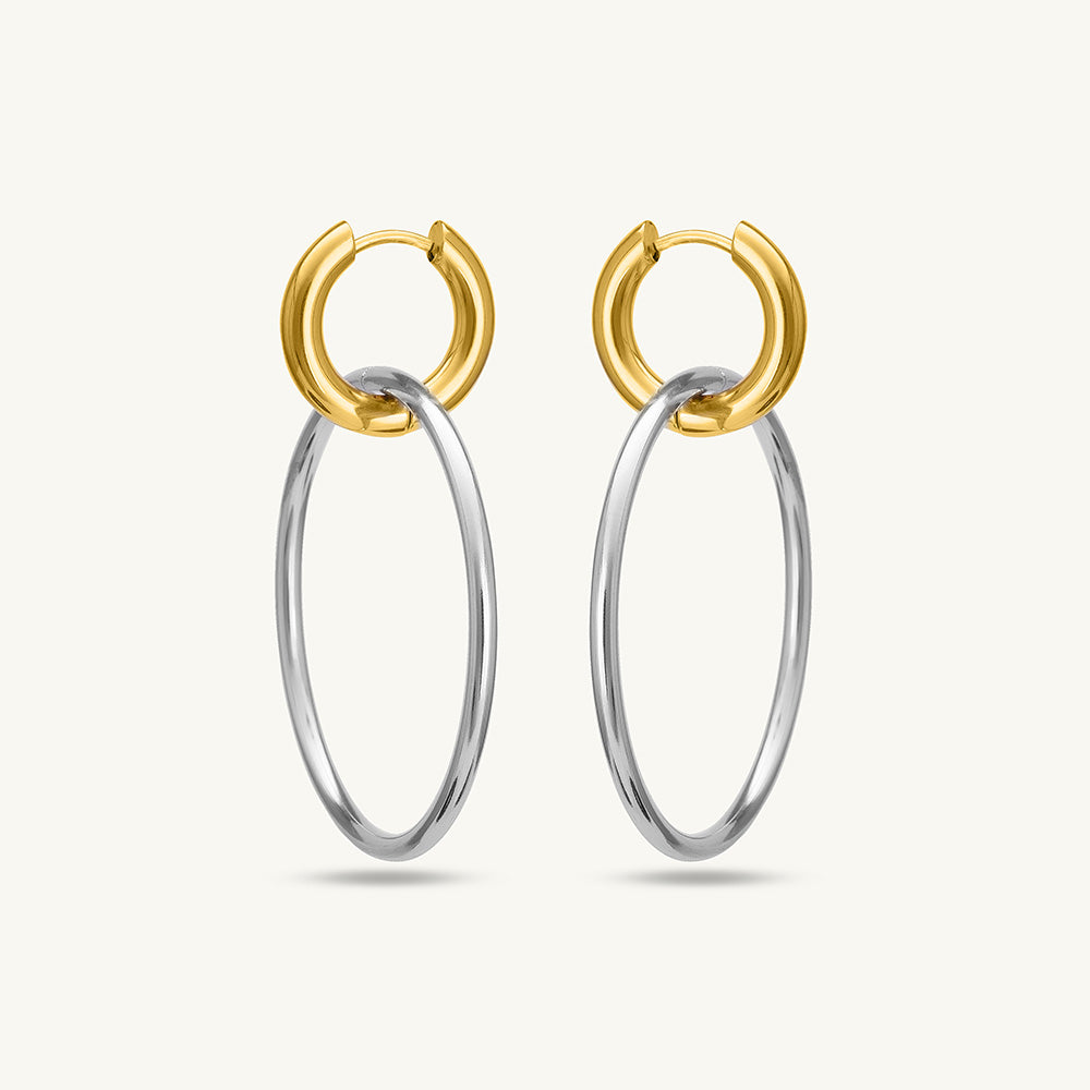 Double Hoop Earrings With Gold Accents
