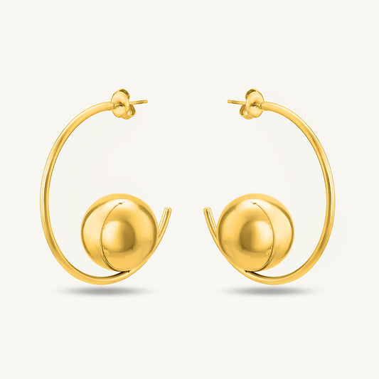 Ball Half Hoop Earrings