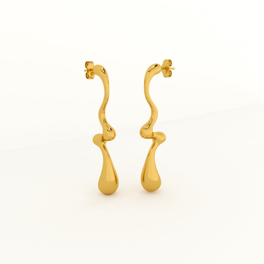 Curved Wave Drop Earrings