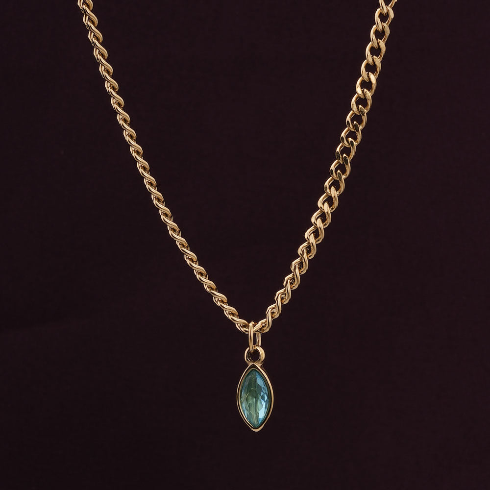 Shimmering Tear Green Birthstone Necklace