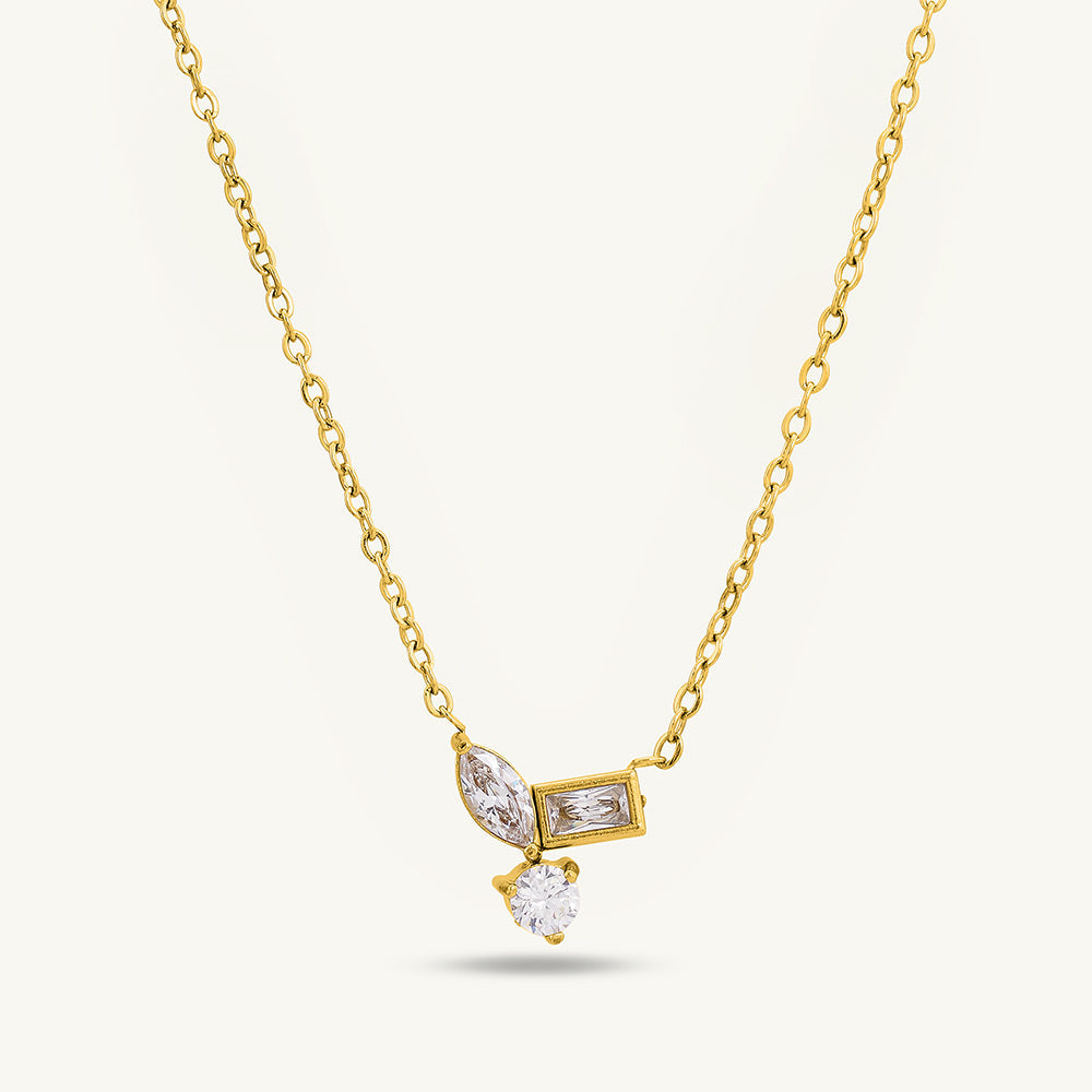 Sapphire Cluster Gold Necklace