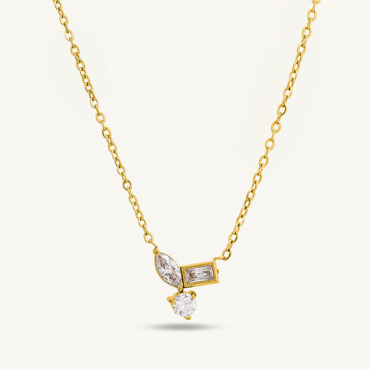 Sapphire Cluster Gold Necklace