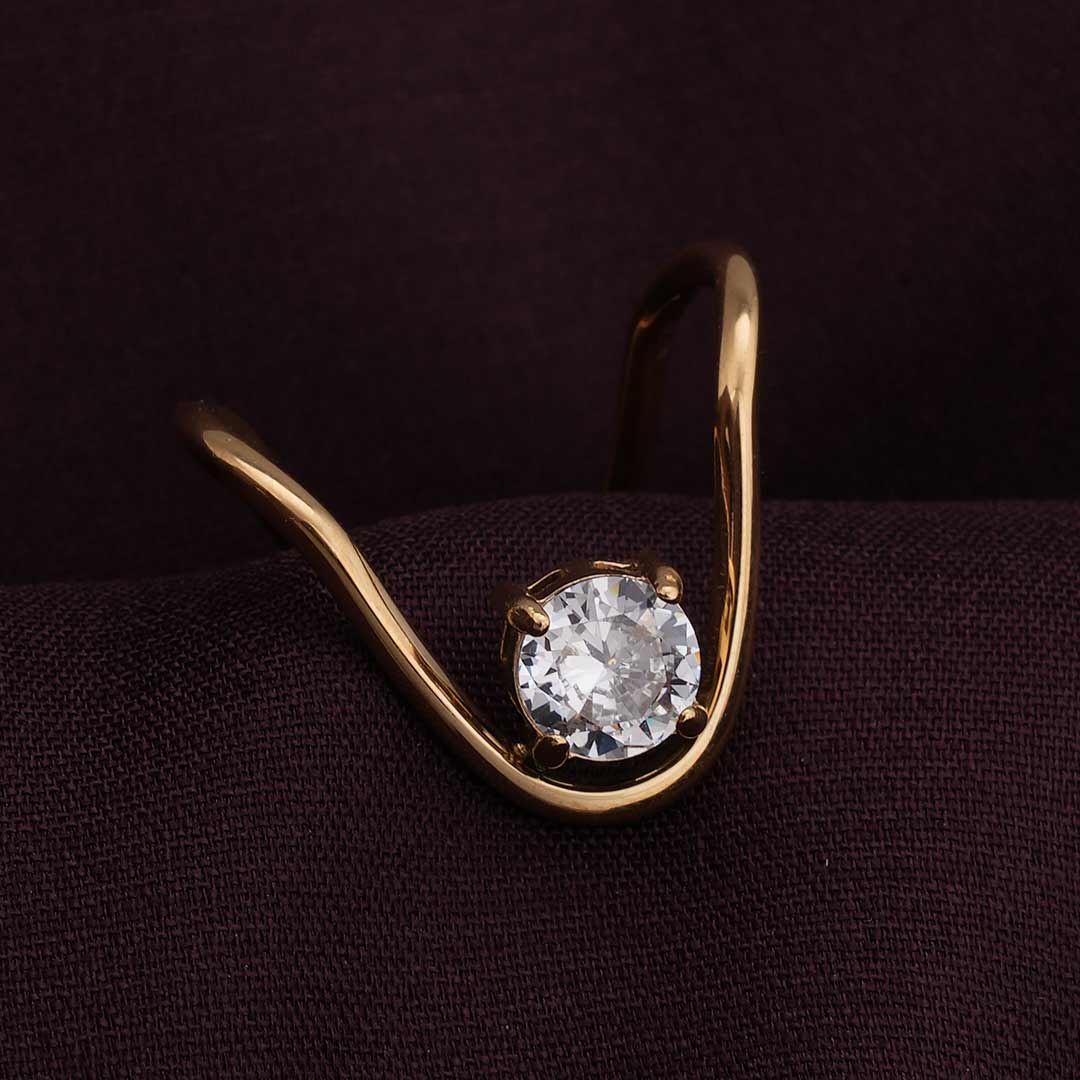 Trendy Curve Diamond Ring (Size-6)