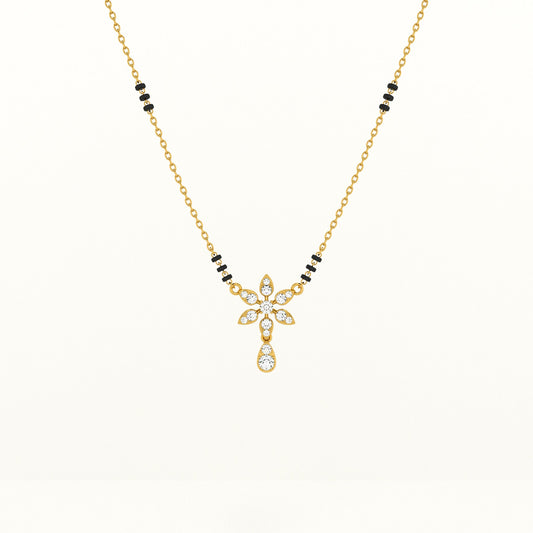 Floral Solitaire Pendant 925 Silver Mangalsutra