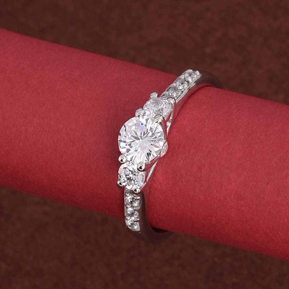 Scarlet 3 Stone Spark 925 Silver Ring