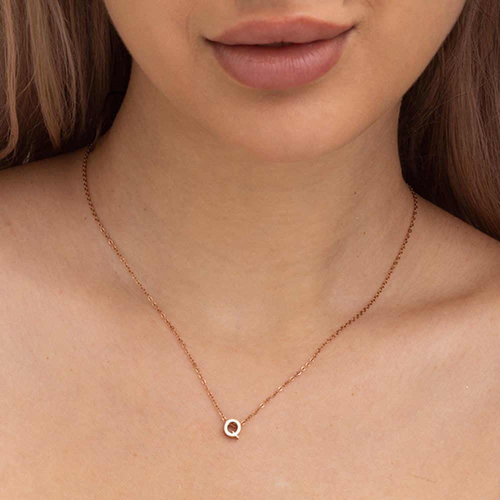 Small Letter Necklace- 18k Rose Gold Plated