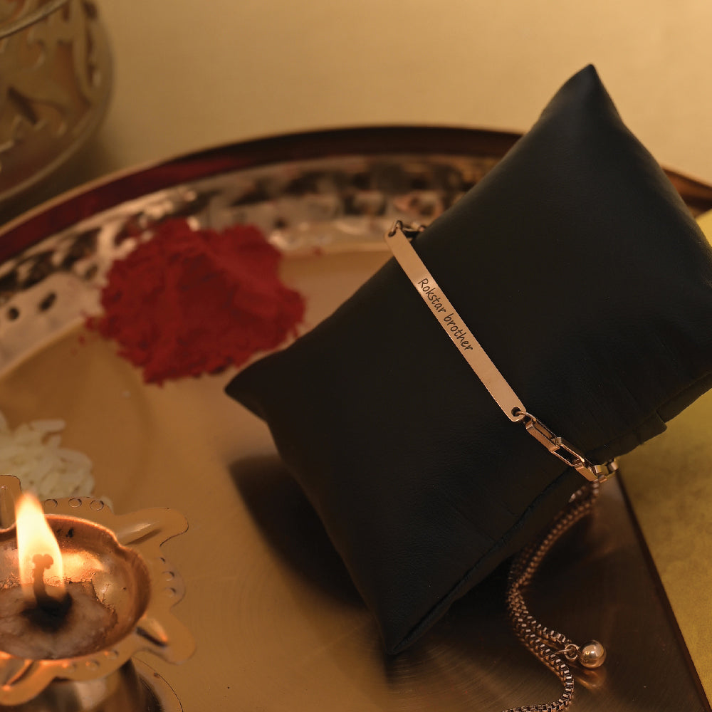 Rockstar Brother Rakhi- 18k Rose Gold Plated