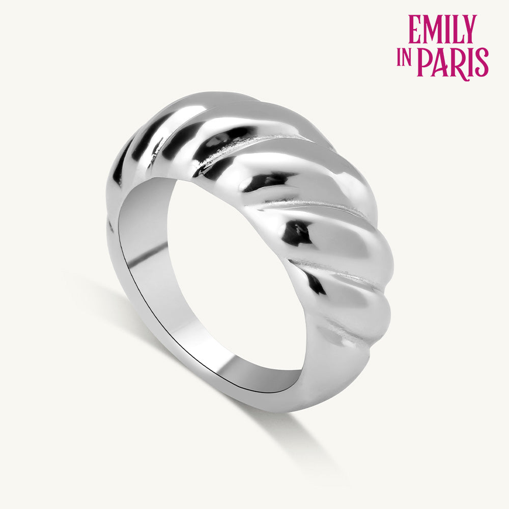 Rope Twisted Bold Ring | 18k White Gold Plated