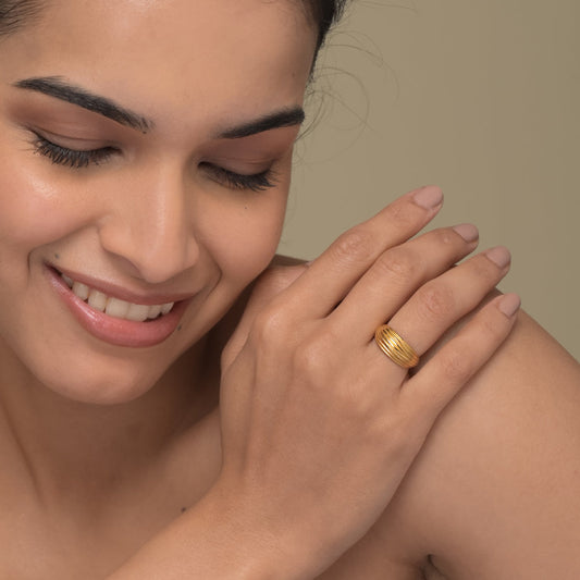 Textured Dome Curve Ring