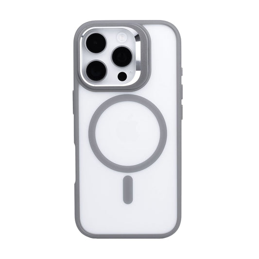 Tekne CLEAR Case with Camera Stand for iPhone 16 Pro | Slim, Transparent & Scratch-Resistant - Grey
