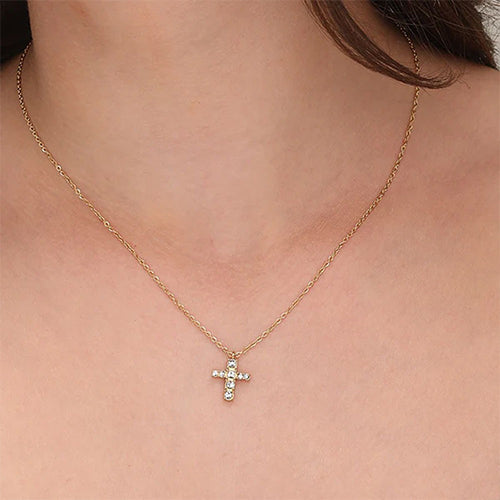 Stone Studded Cross Necklace