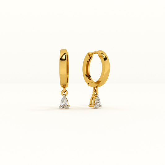 Stone Drop Dangle Hoop Lab Grown Diamond + Gold Vermeil Earrings