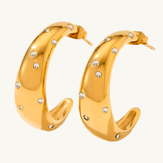 Cashew Diamond Studded Hoop Earrings