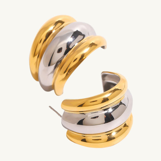 Multimetal Half Curl Stud Earring