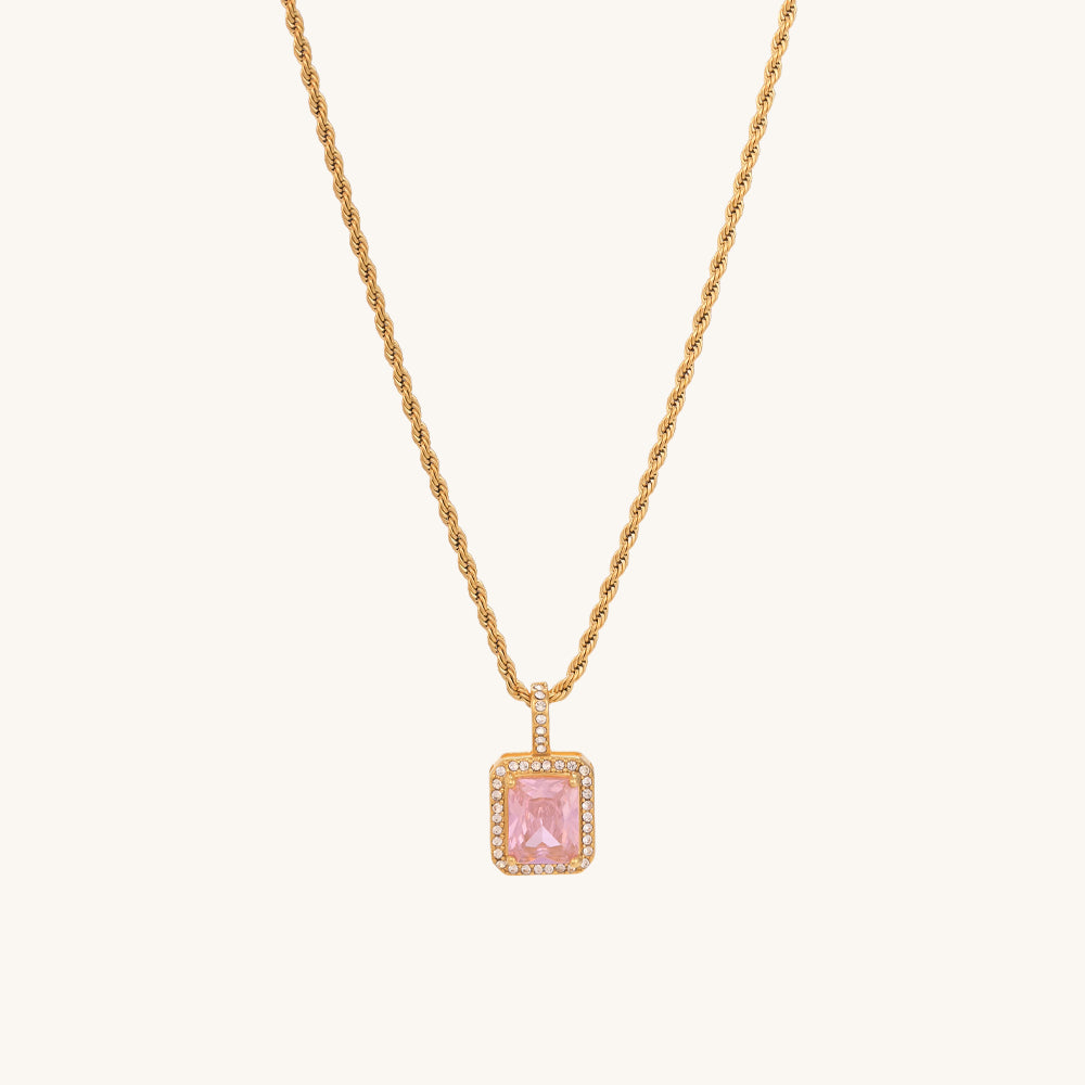 Pink Emerald Geometric Pendant