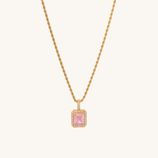 Pink Emerald Geometric Pendant