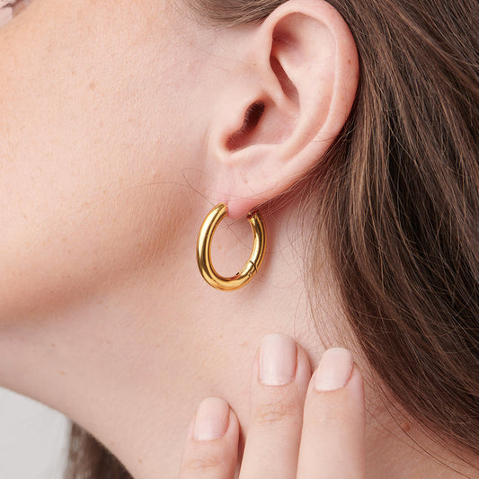 Oval Shape Hoop Earrings
